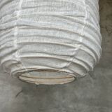 Small Japanese-style natural rattan and linen pendant lamp in the shape of a lantern H50 D30