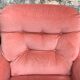 Pair of pink tufted velvet frog chairs from the 1970s.
