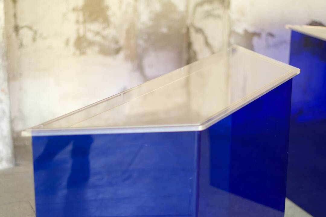 Two vintage Klein blue consoles 1988