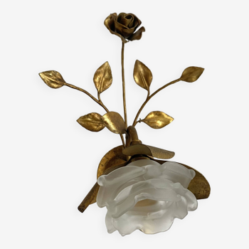 Vintage Italian wall lamp in gold metal and glass paste