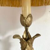 Lampe style Art Nouveau en métal doré et tissu plissé