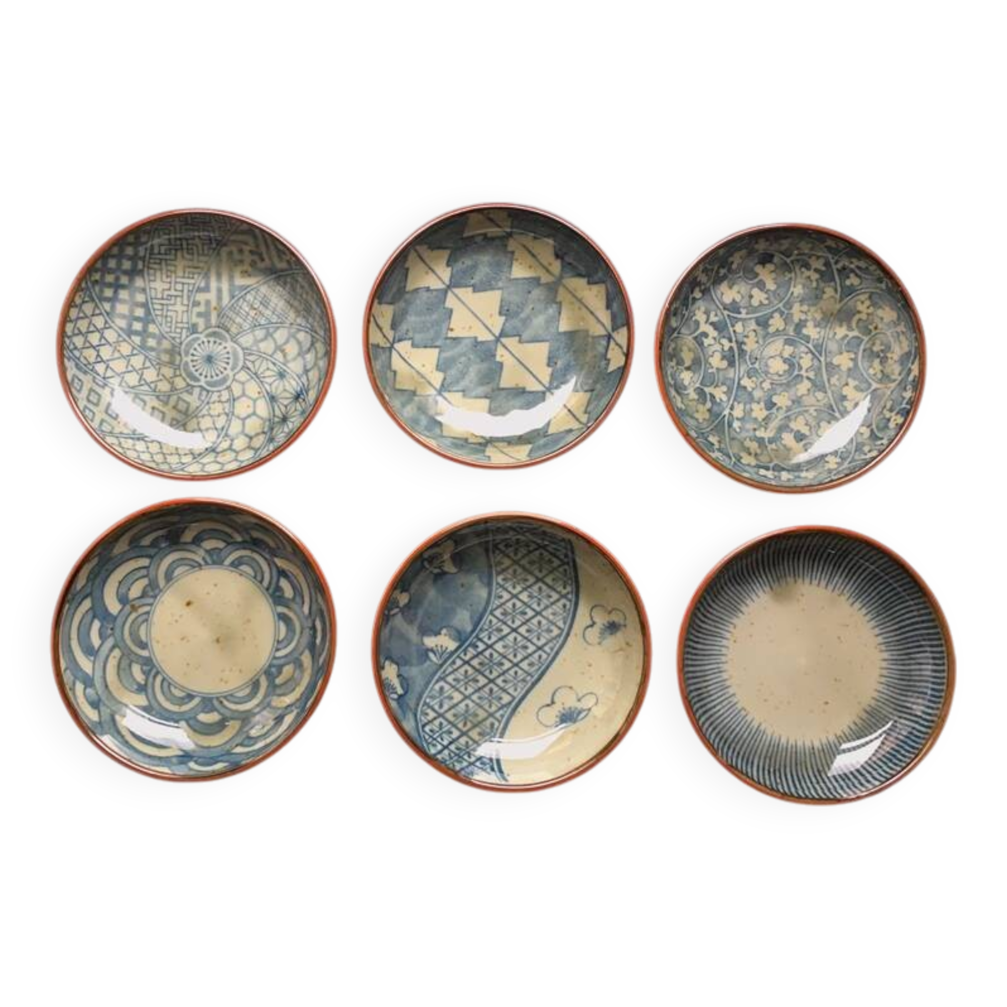 6 Japanese stoneware bowls 10 cm