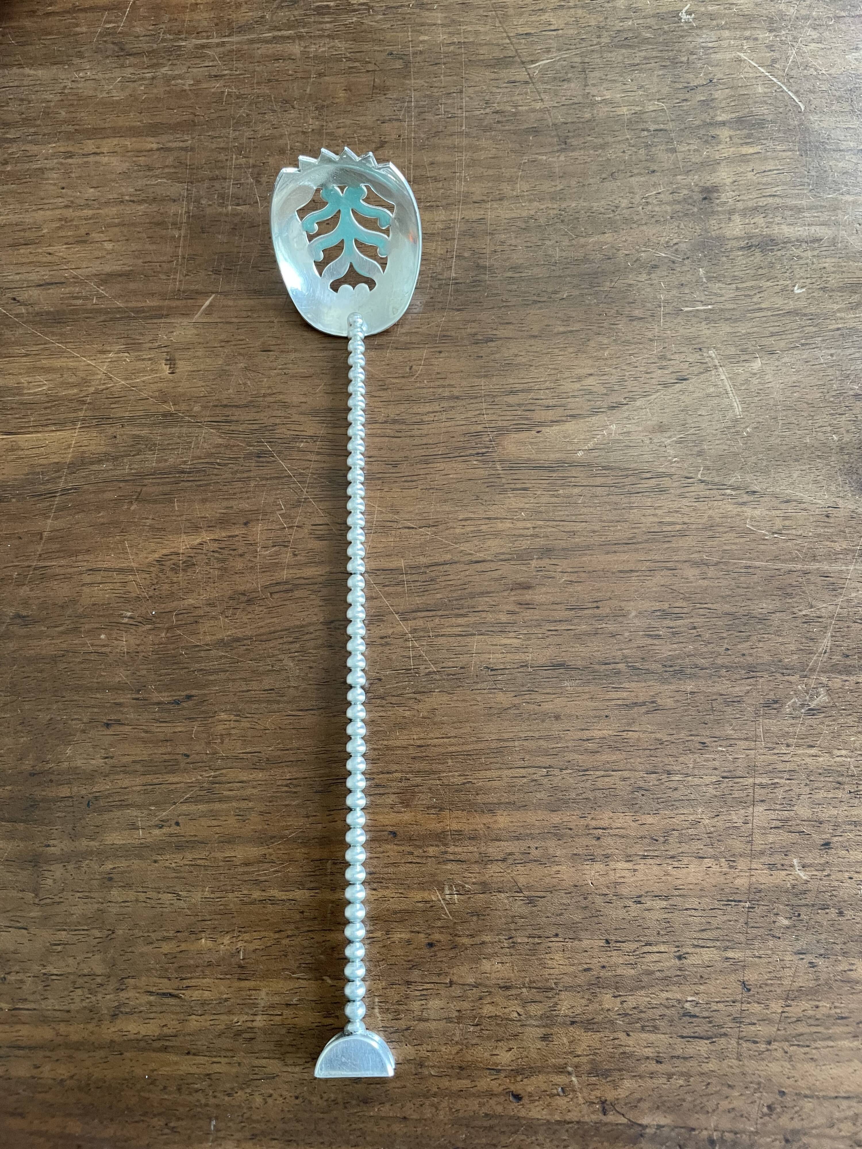 Silver metal spoon Vintage Art Deco