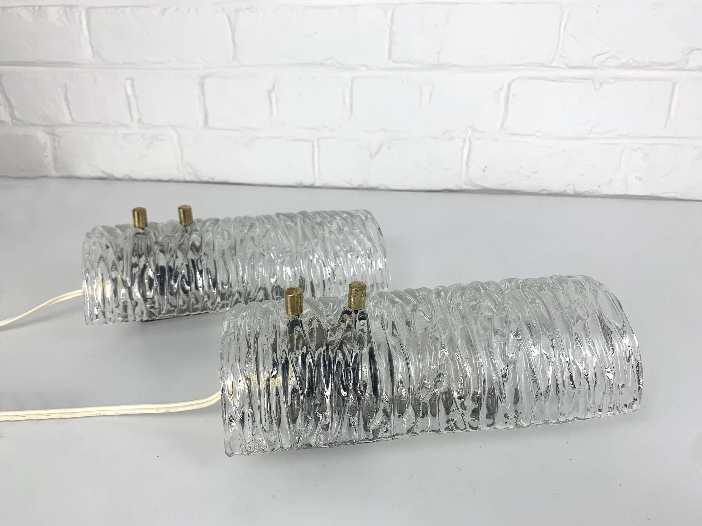 Pair of Swedish sconces 8493 Carl Fagerlund for Orrefors, 1960s
