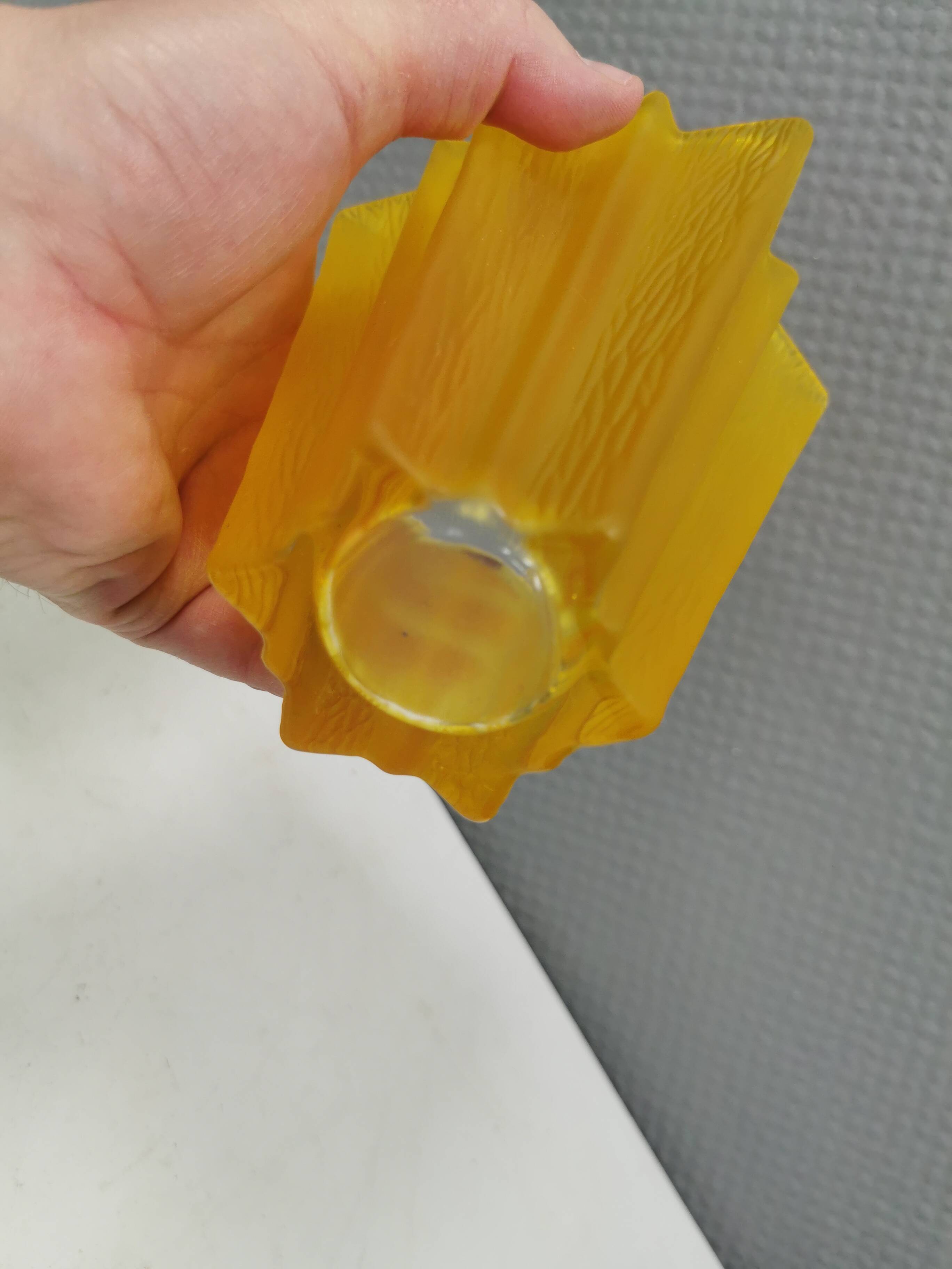 Yellow glass vase from German Walther glass estimated 1970-80s.