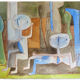 Peinture vintage de style cubiste hollandais, 1957