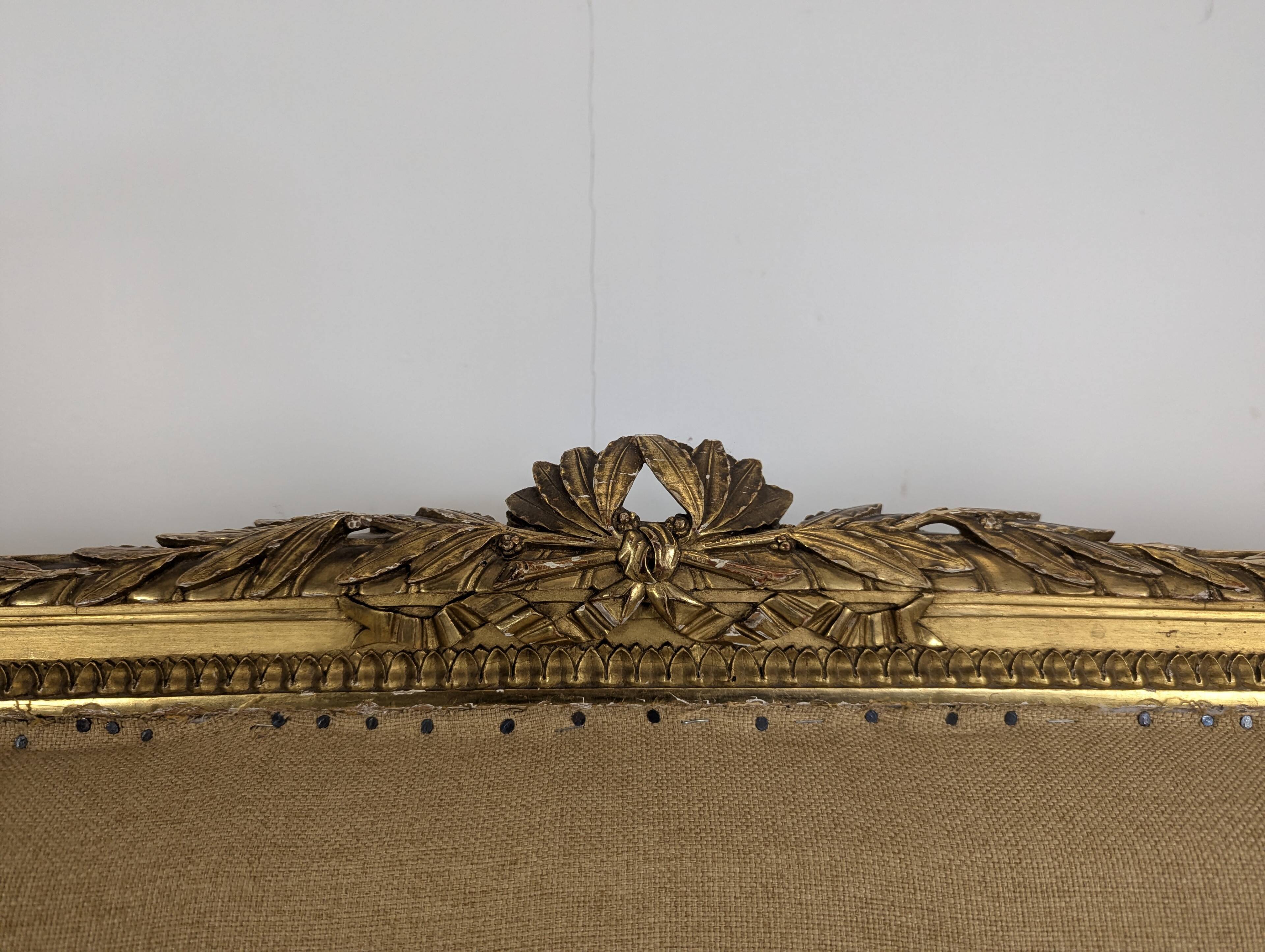 Louis XVI style canapé from the Napoleonic III era in gilded wood.