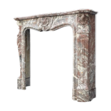 Louis XV style fireplace in grey marble from the Ardennes circa 1880