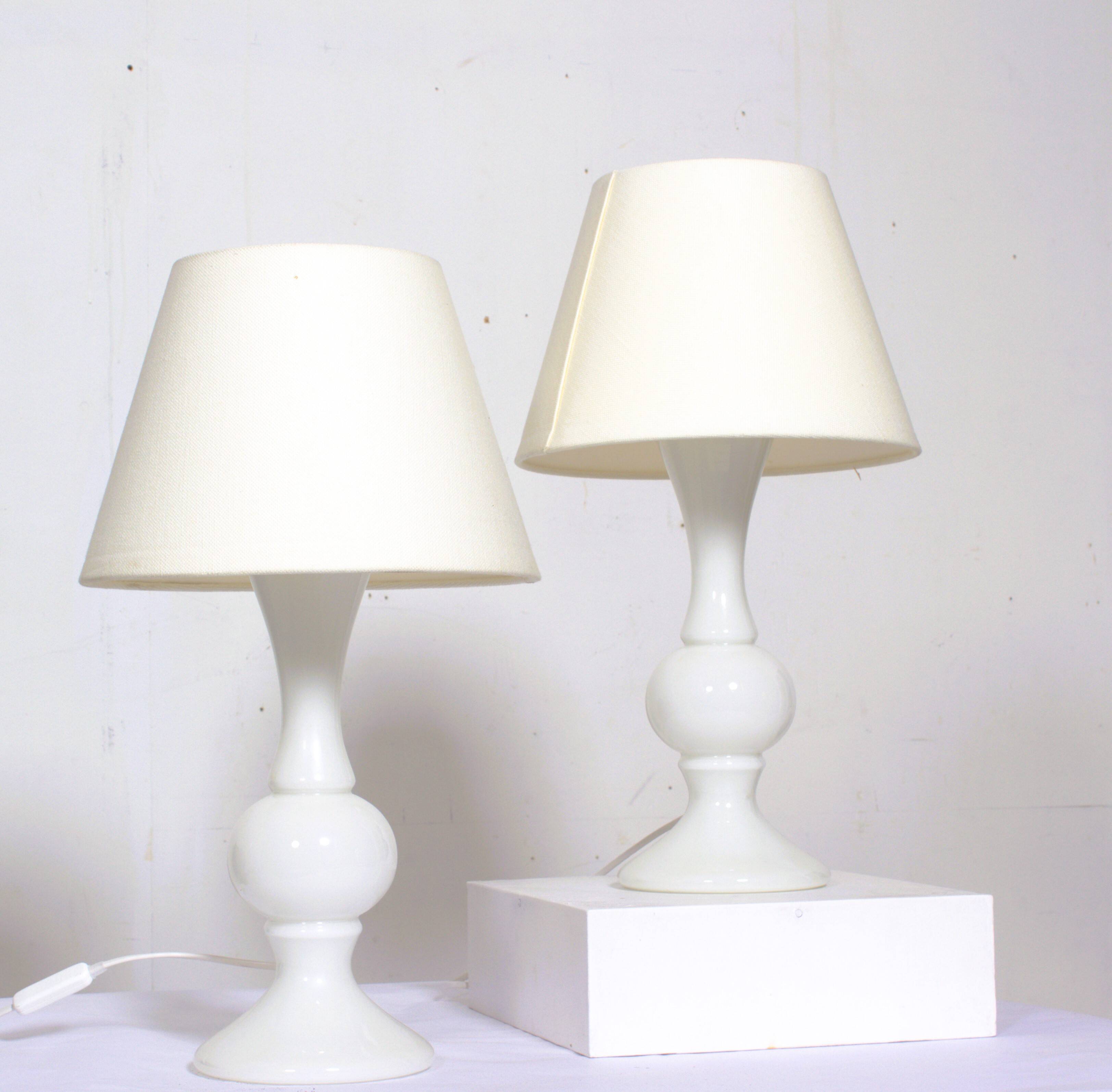 Pair of white glass lamps by Luxus Lighting, Sweden, 1980