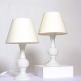 Paire de lampes en verre blanc par Luxus Lighting, Suède, 1980