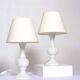 Pair of white glass lamps by Luxus Lighting, Sweden, 1980