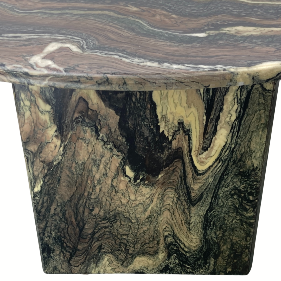 Cipollino marble kidney oval side table, Italy