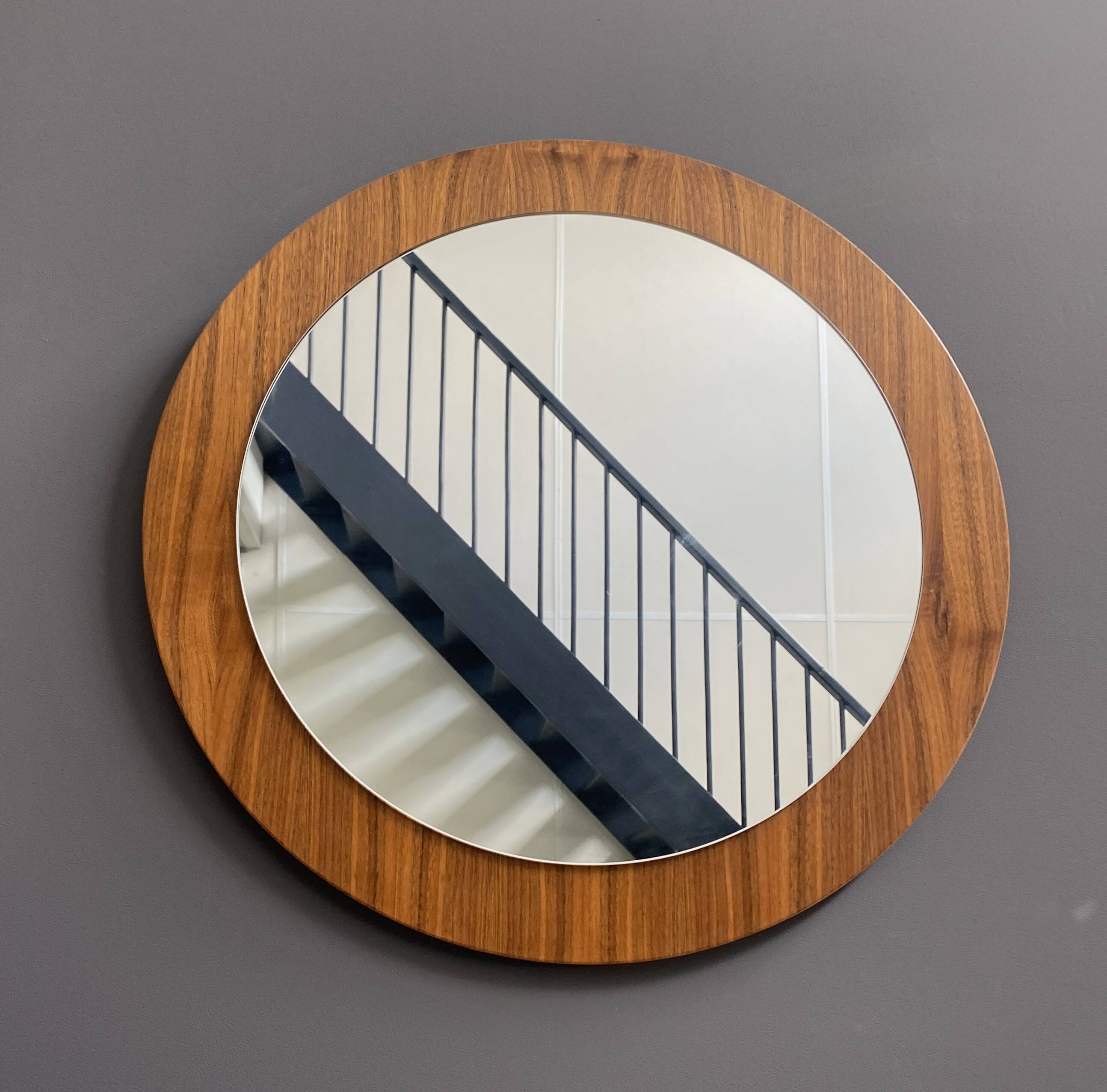round wood mirror