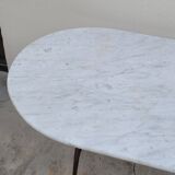 Restaurant bistro table in oval marble and decorated cast iron bases -1m51