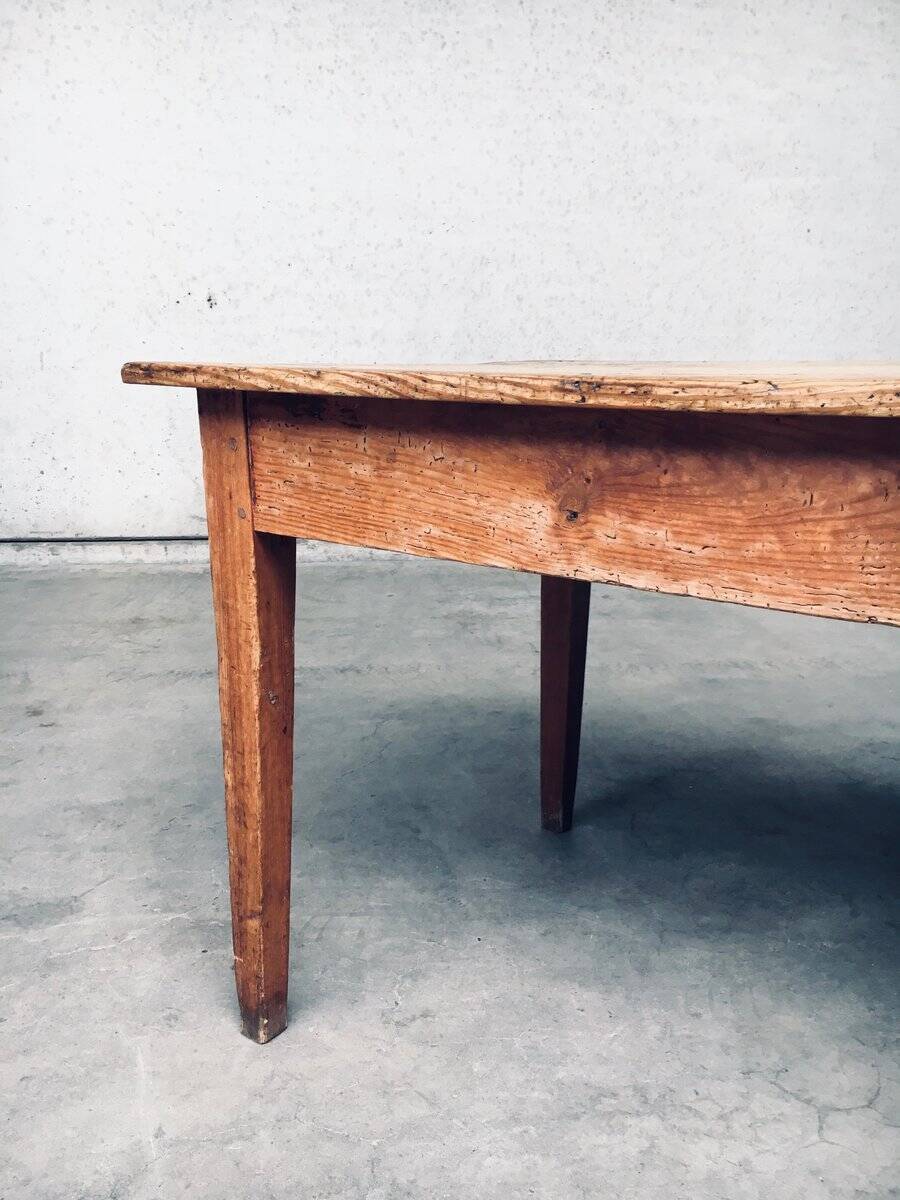 French Country Design Pine Dining Table with Drawer, France, 1930s