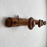 Antique turned wood wall coat rack