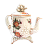 English teapot in floral barbotine, classic Victorian chic style