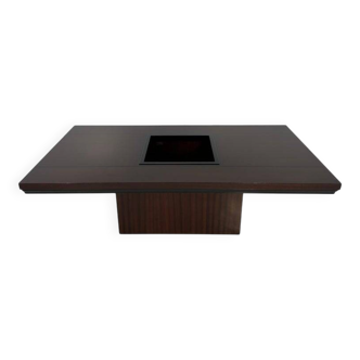 Italian Art Deco Bar Table in Mahogany and Ebonized Inlays, 1980s