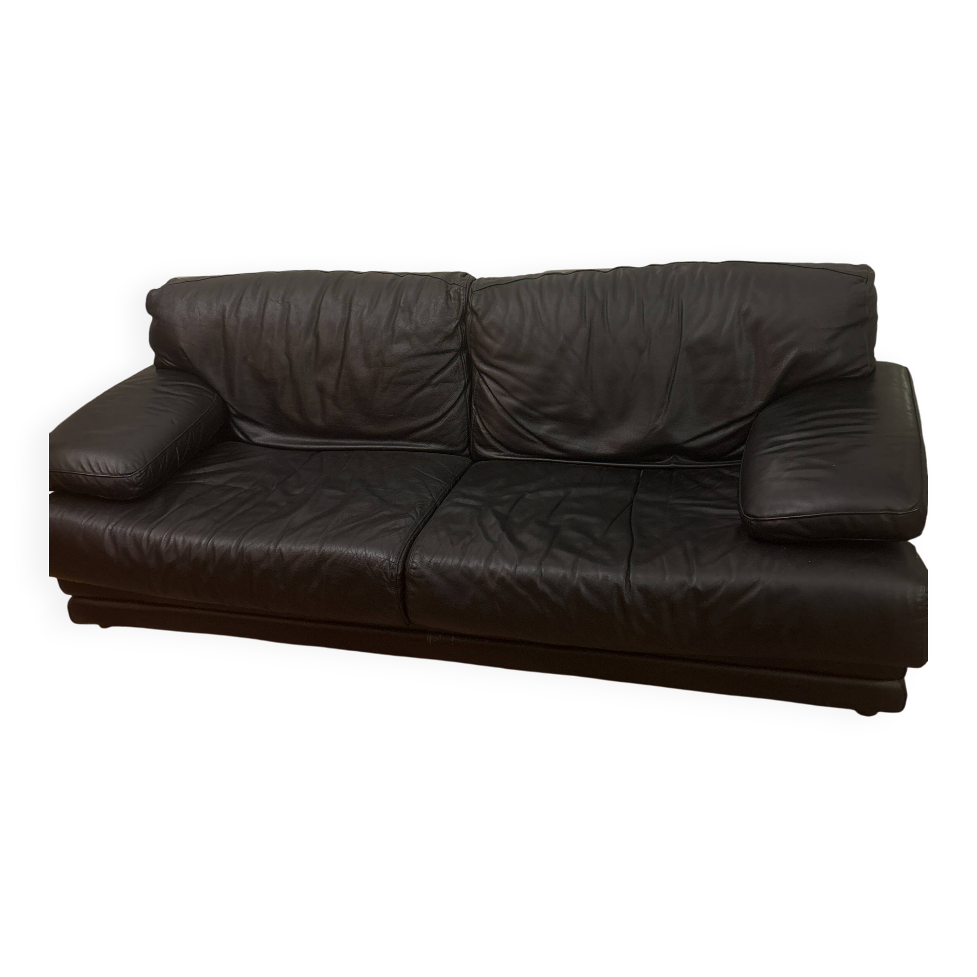 Black leather sofa