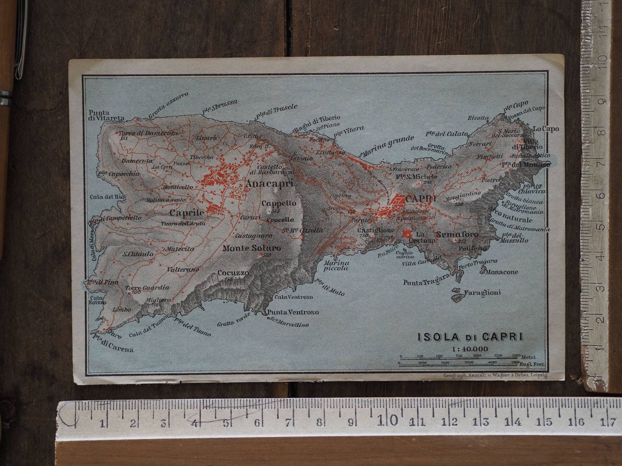 Carte ancienne de l’île de Capri – Italie – 1909 | Décoration murale v