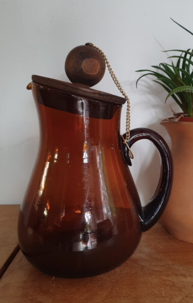 Amber glass pitcher