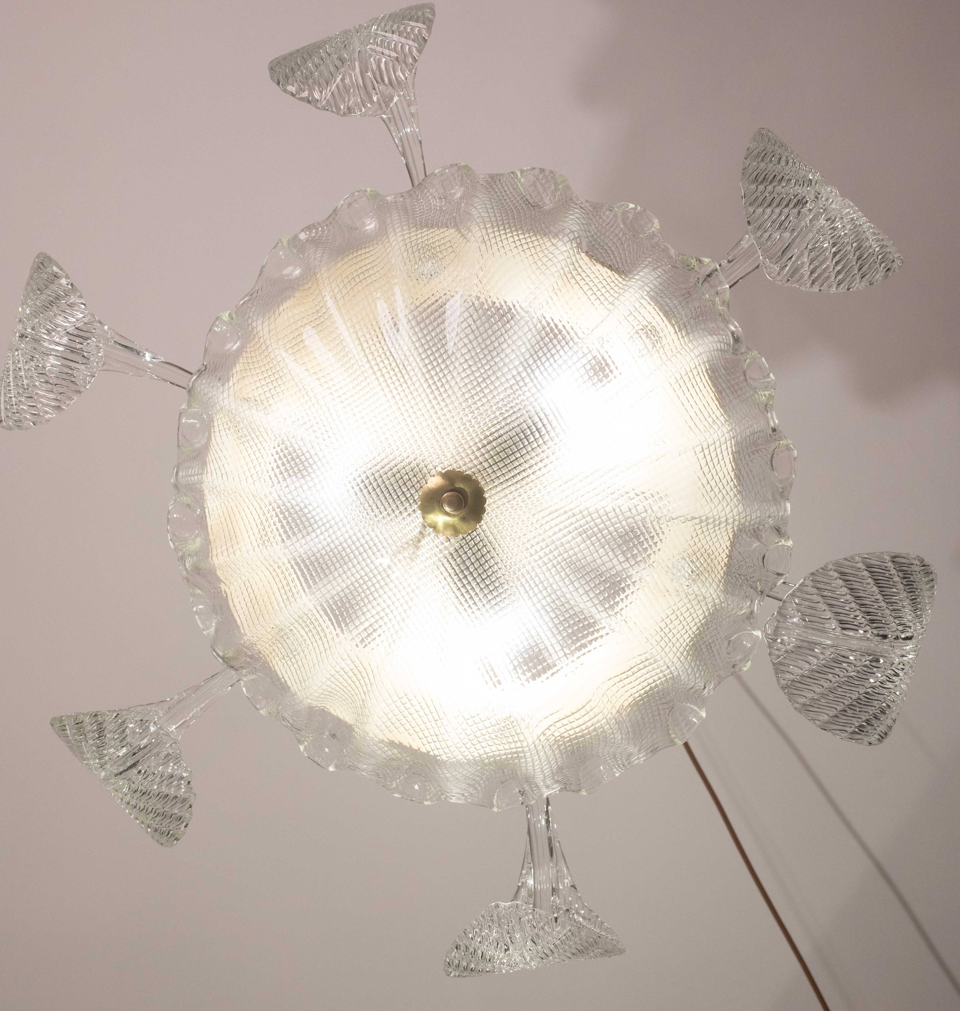 Charming Art Decò, Barovier & Toso Chandelier, Murano Glass, 1950s