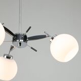 Space Age Italian Chrome and Opaline Chandelier, 1970s