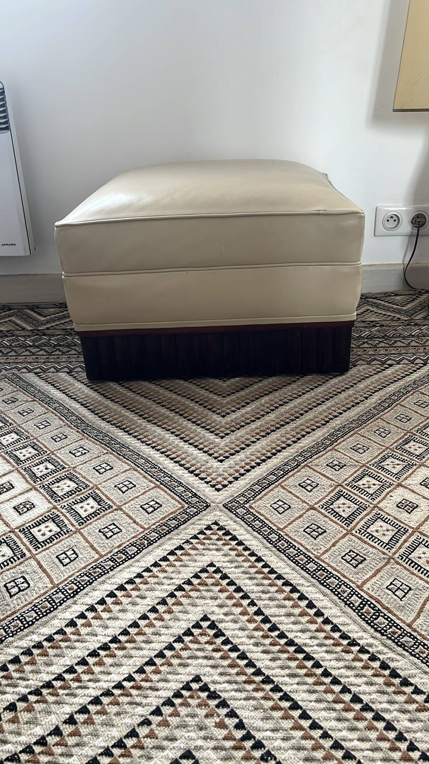 Two armchairs and an Art Deco style pouf