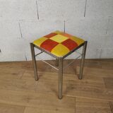 70s checkerboard stool