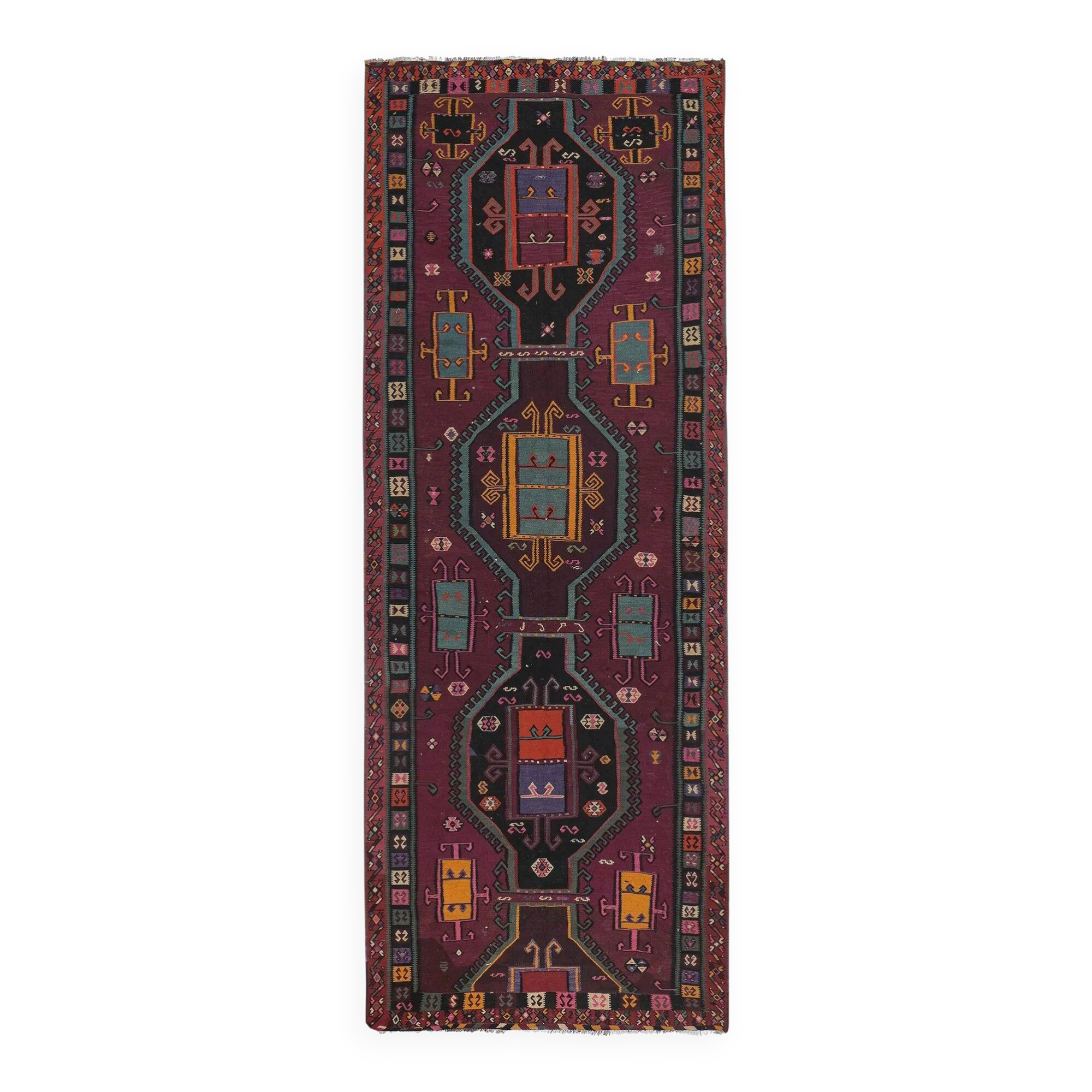 Vintage Turkish hallway rug 190x500 cm