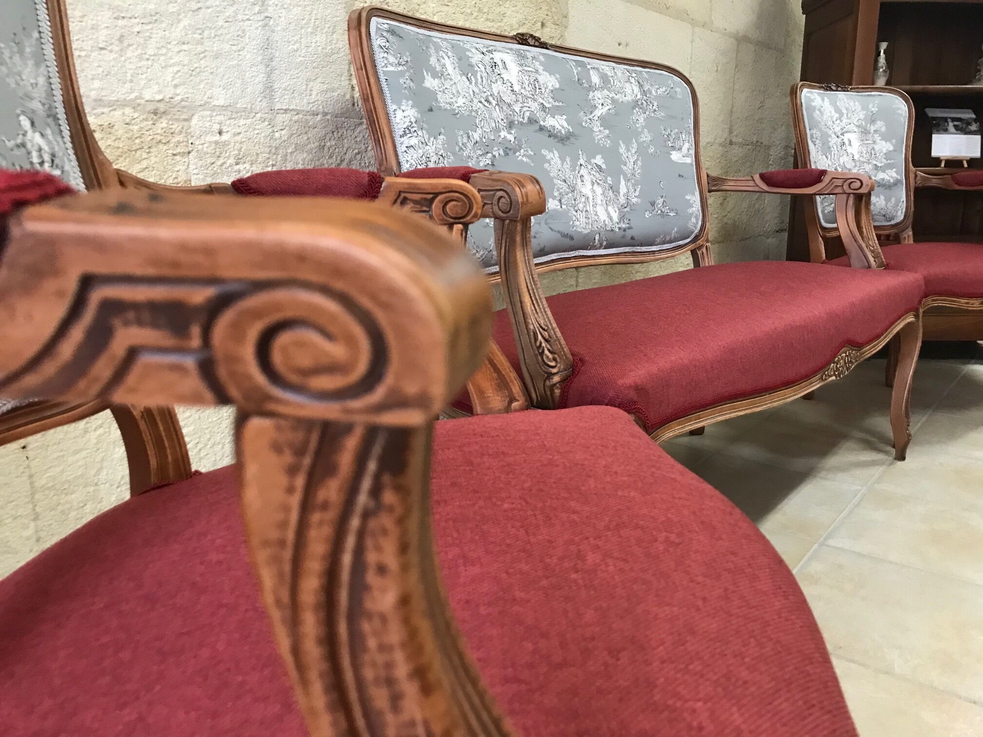 2-seater sofa and 2 armchairs in Louis XV style, revamped