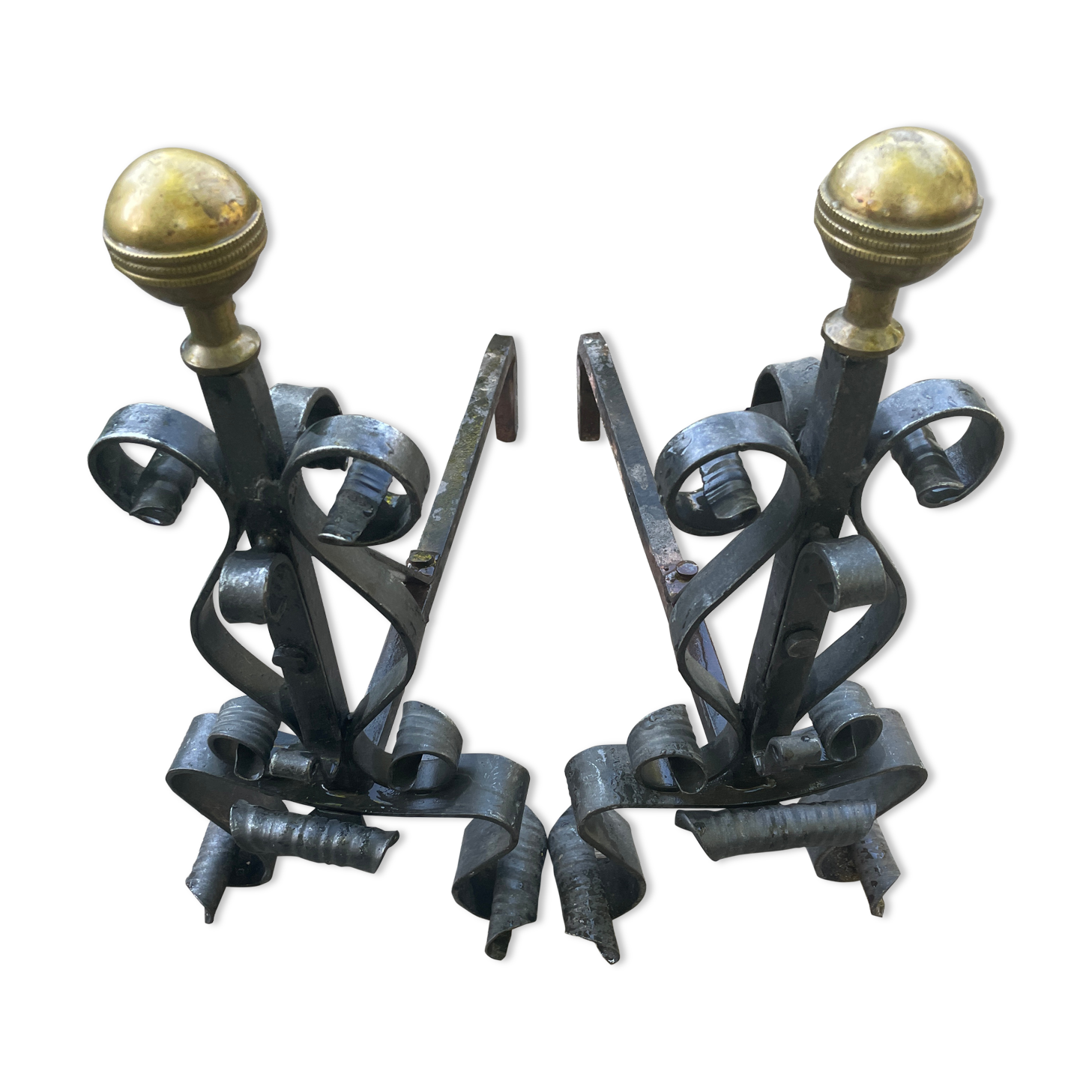 Pair of wrought iron chenets