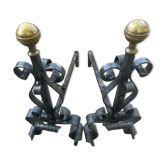 Pair of wrought iron chenets