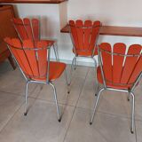 4 orange petal chairs, vintage