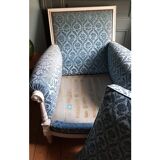 Blue velvet armchair in louis XVI style