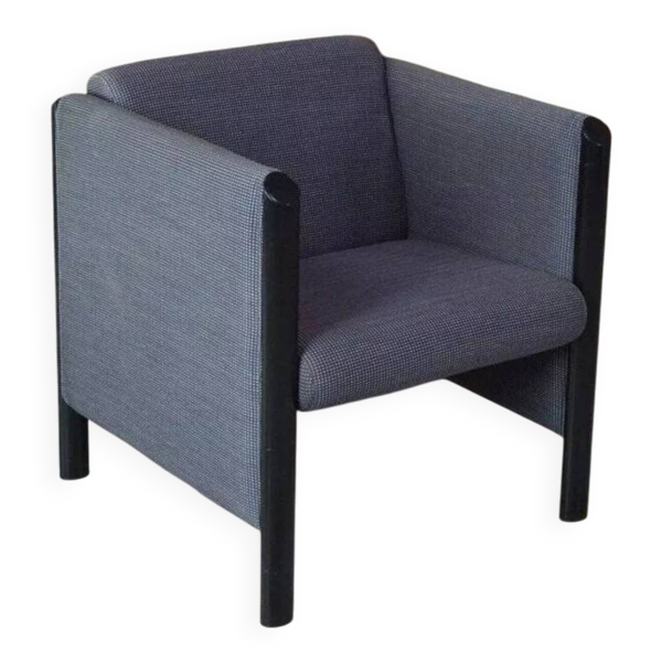 Fauteuil Club des années 80 en tissu et métal