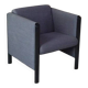 1980s Club armchair in fabric and metal