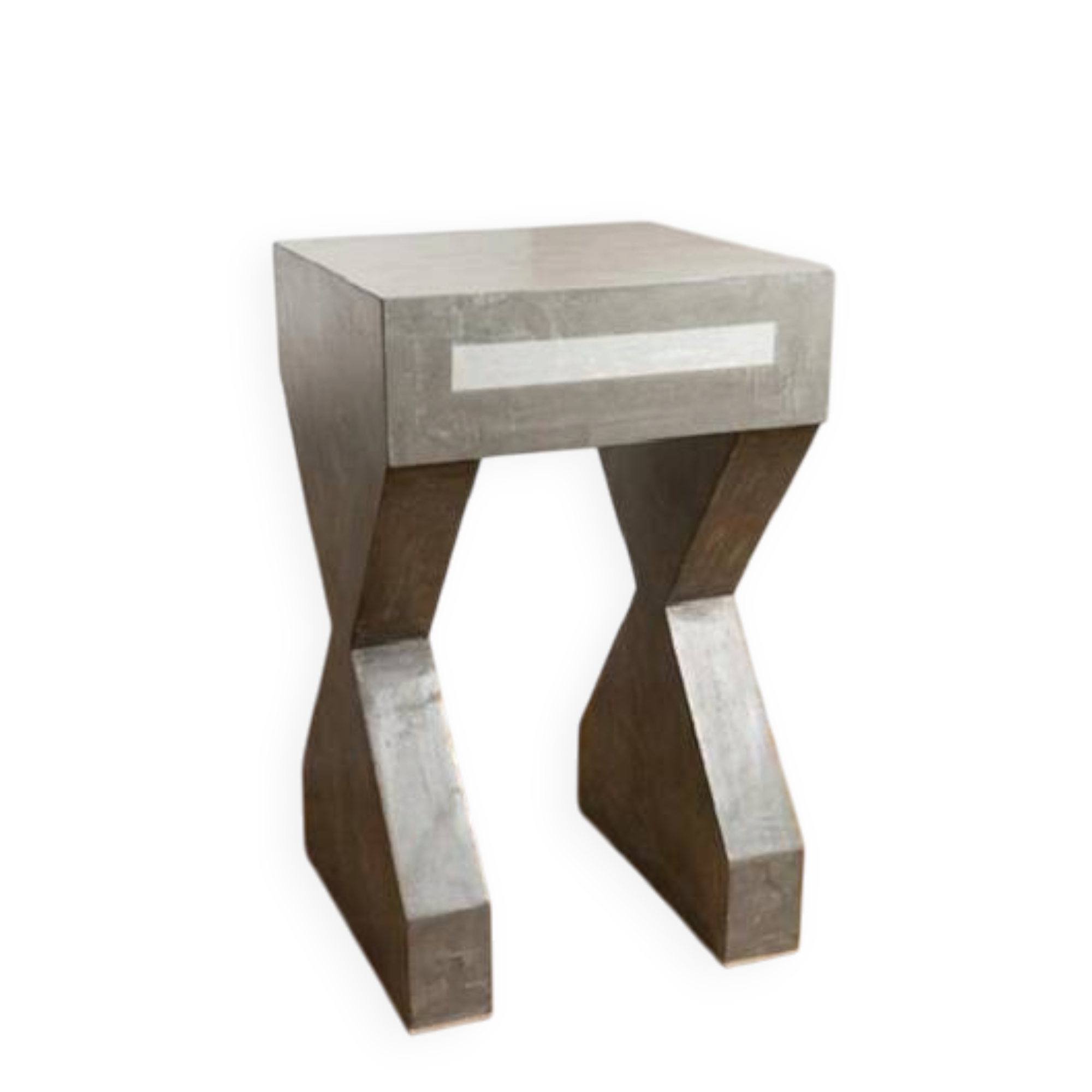 Pedestal / High side table in polished concrete – Unique artisan piece.