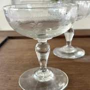 Champagne coupes etched set of 4