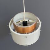 Metal, white and brass color pendant lamp by VEB 1960s