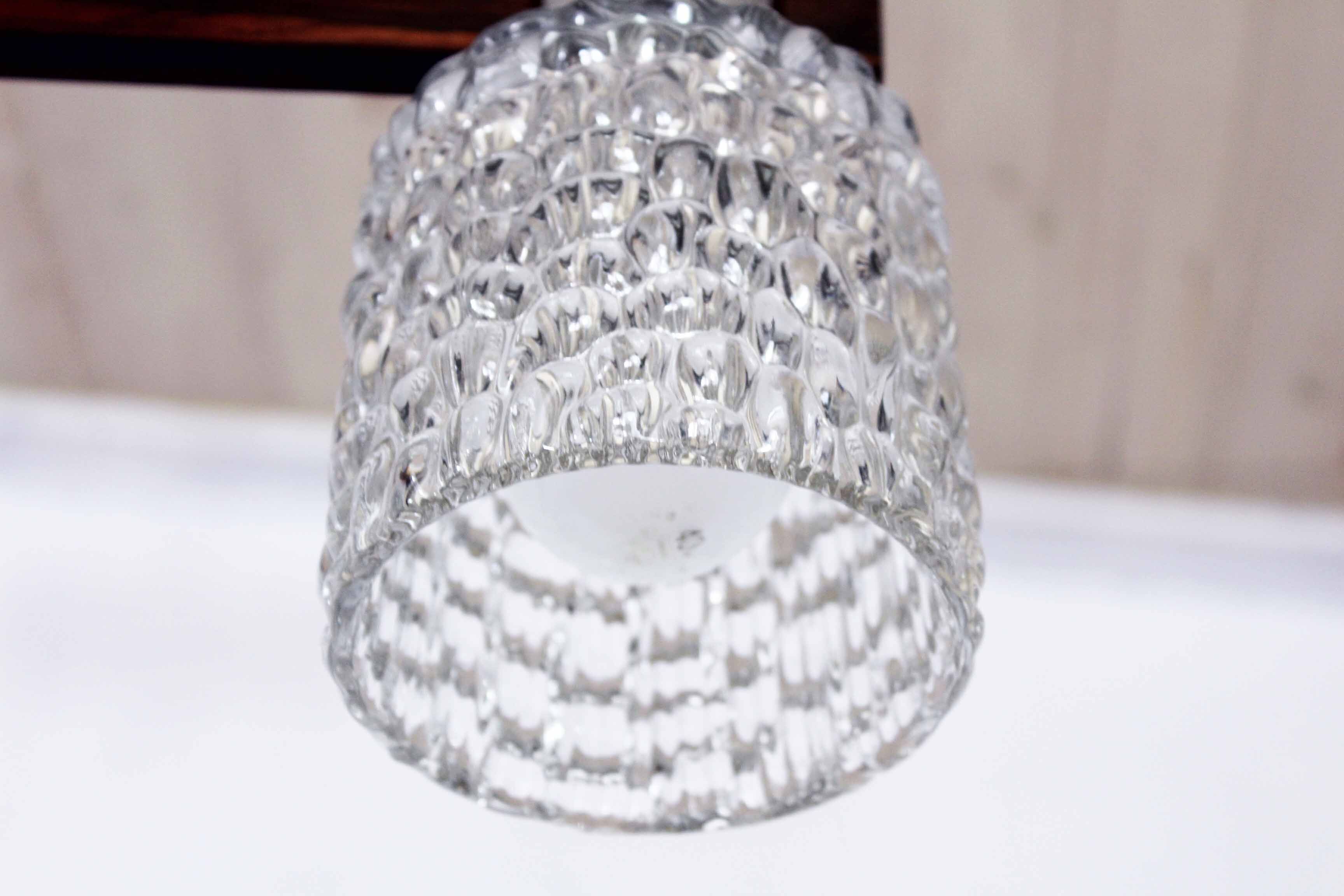 Hanging lamp in wood, glass and chrome metal 1970