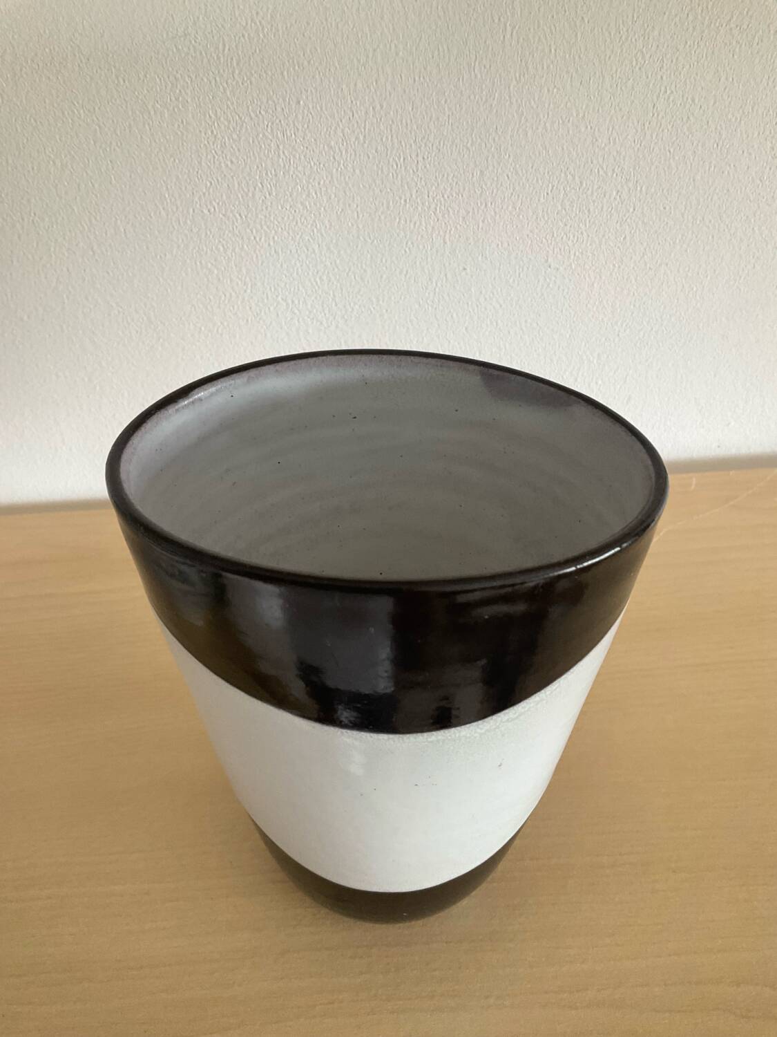 Pair of vintage signed glazed stoneware vases