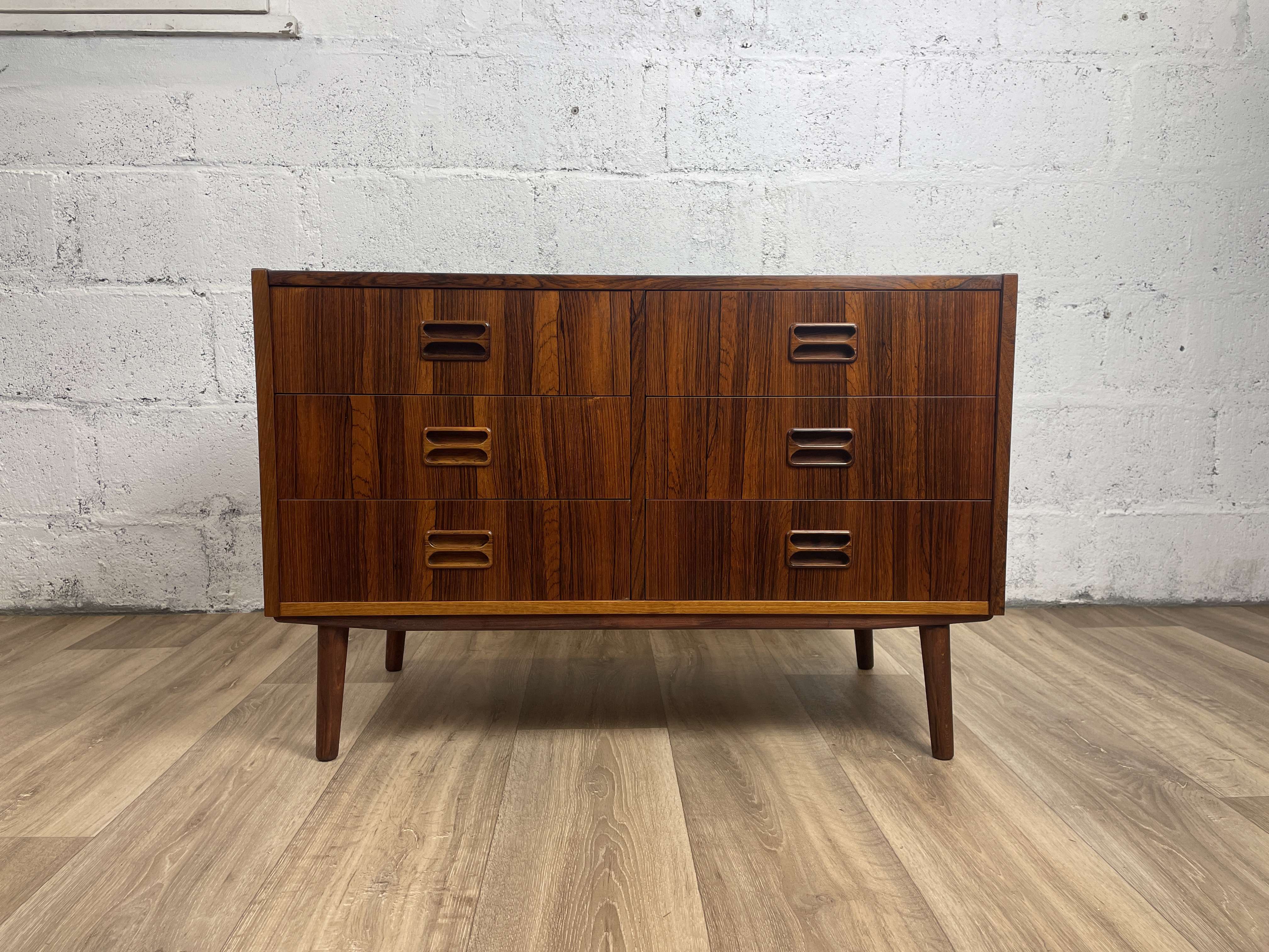 Scandinavian rosewood bass chest of drawers, 60s