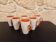 Set of 6 orange and white cups – 10 cl – perfect condition