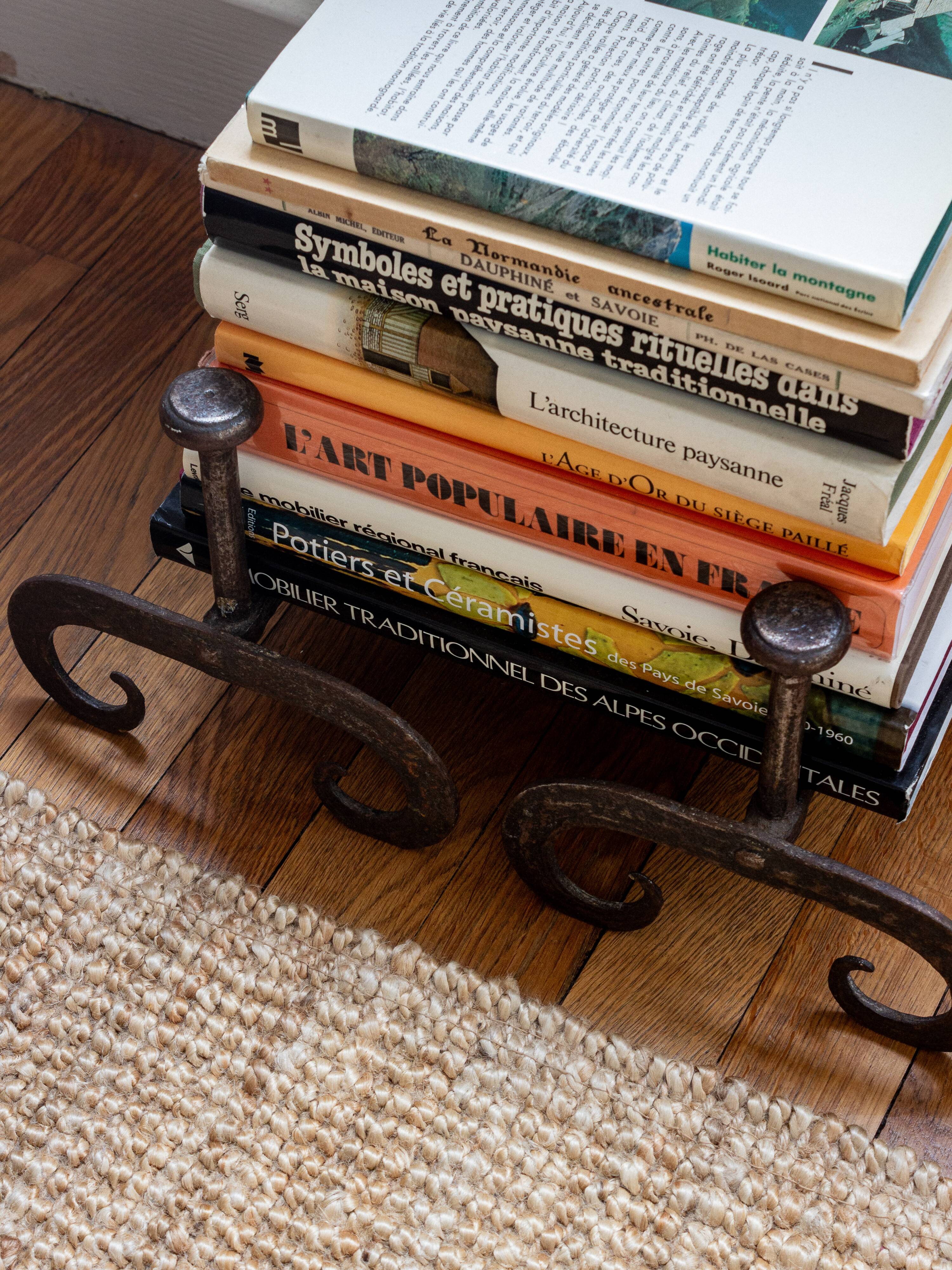 Pair of wrought iron fire dogs, Handmade, Early 20th century