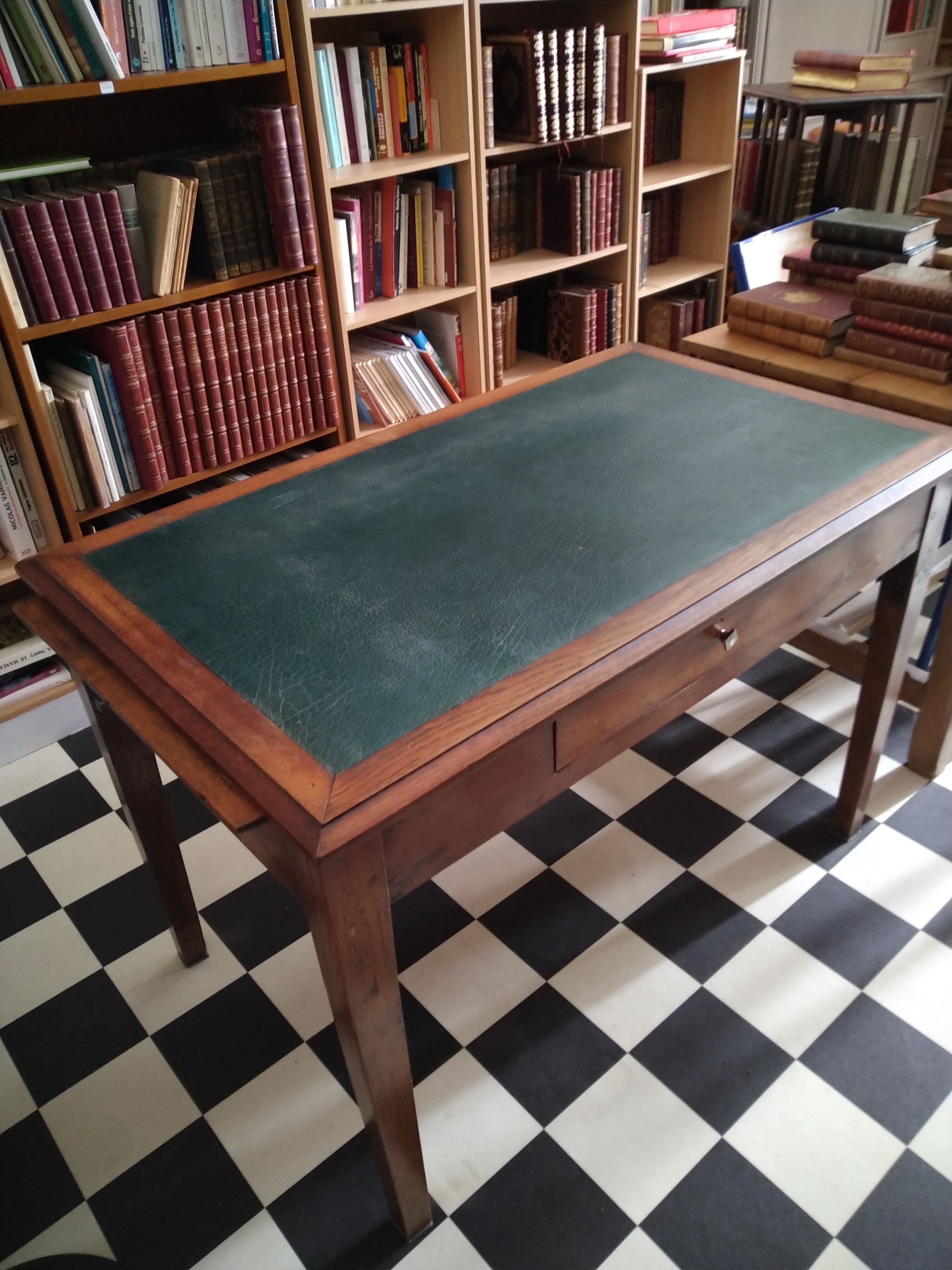 Green leather desk