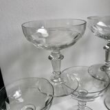 Set of 5 large crystal champagne glasses 30s-40s