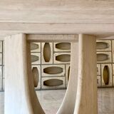 Oblong travertine dining table