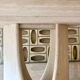 Oblong travertine dining table