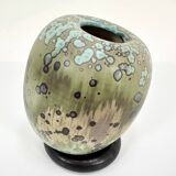 Glazed ceramic art vase with standing ceramic ring by Hanne Wydra-Jantz, Germany 1980